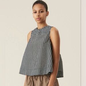 GANNI Gingham Trapeze Blouse